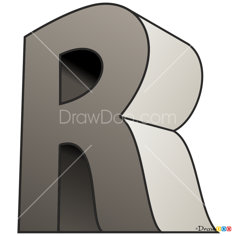 How to Draw R, 3D Letters
